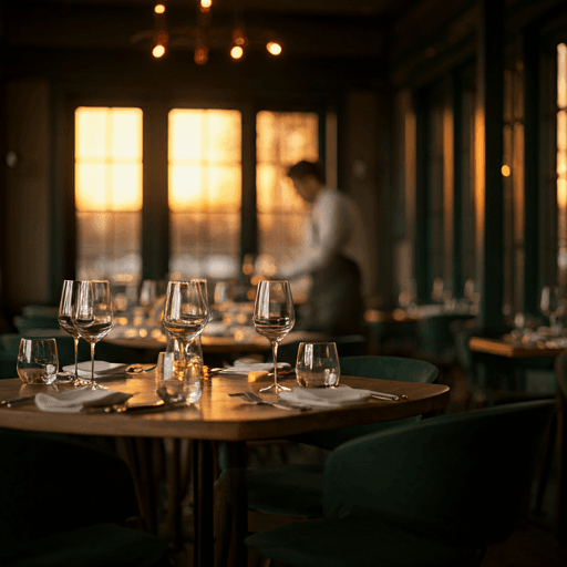 Stemning fra en dansk restaurant i aftenservice
